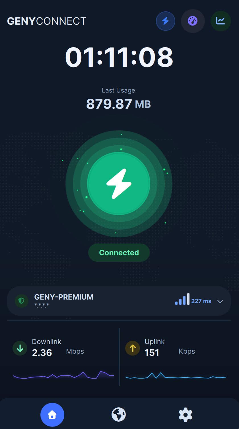 GenyConnect main connection interface